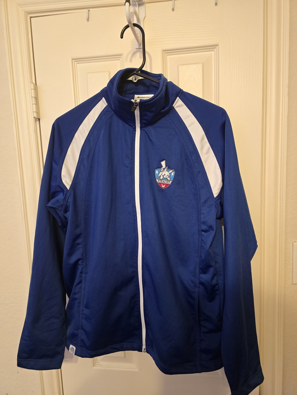 ​Pokemon Center Pikachu Track Jacket Sport-Tek Light Blue Full Zip Striped Small